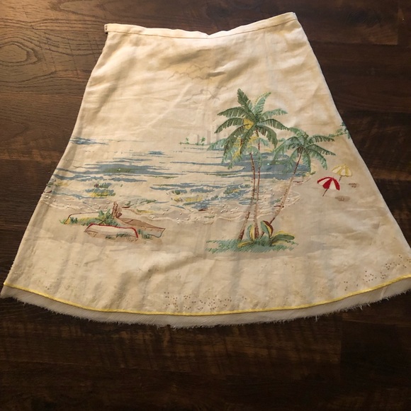 Vintage Never worn J Crew Collection Linen skirt with bead embellishments. - Picture 1 of 7